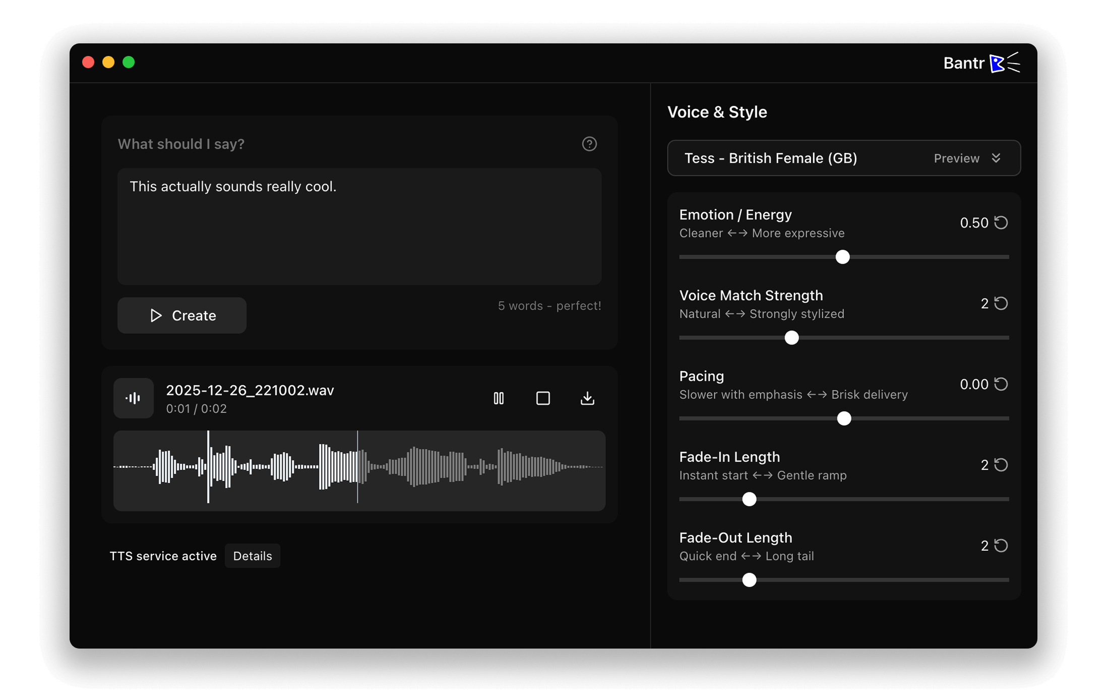 Bantr: Offline & Unlimited TTS for Mac